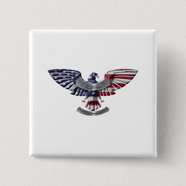 Veteran American Eagle “Proud To Have Served” 15 Cm Square Badge (Front)