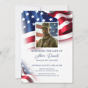 Veteran American Flag Celebration of Life Photo Invitation