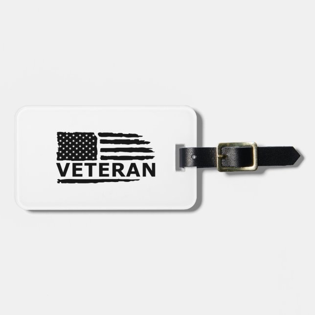 Veteran American Flag Luggage Tag (Front Horizontal)