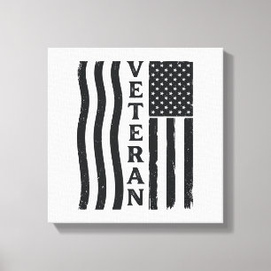 Veteran American Flag Vintage Vector Shirt Design_ Canvas Print