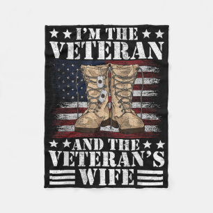 Veteran &amp; Wife Proud American Veteran Wife  Fleece Blanket
