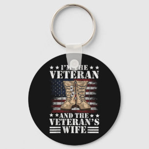 Veteran & Wife Proud American Veteran Wife Key Ring