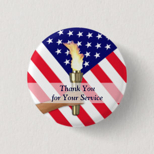Veteran and Active Duty Military Thank You 3 Cm Round Badge