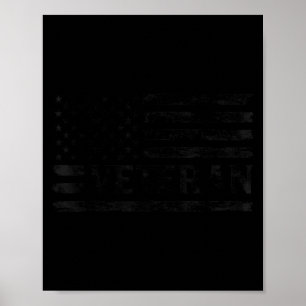 Veteran Black Vintage Usa Flag Fathers Day Patriot Poster
