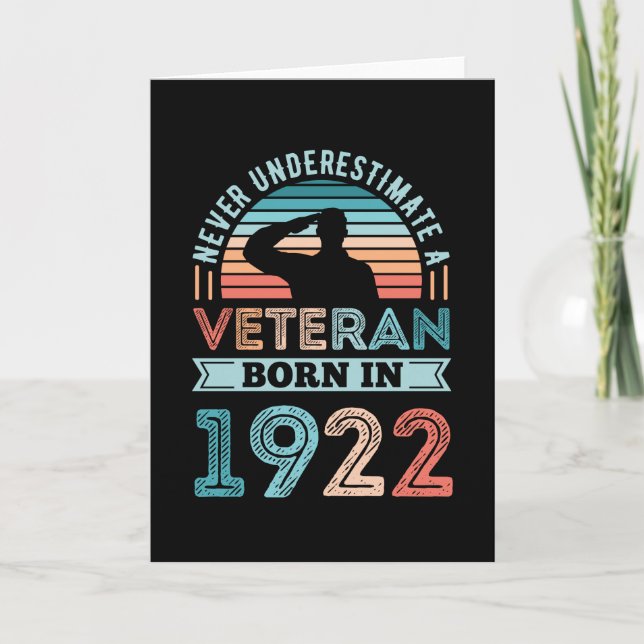 Veteran born 1922 100th Birthday Military Gift Card (Front)