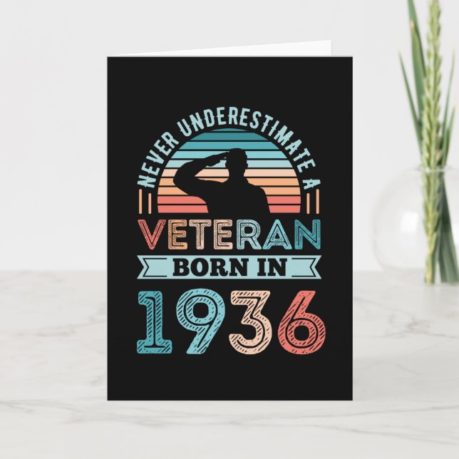 Veteran born 1936 90th Birthday Military Gift Card (Front)