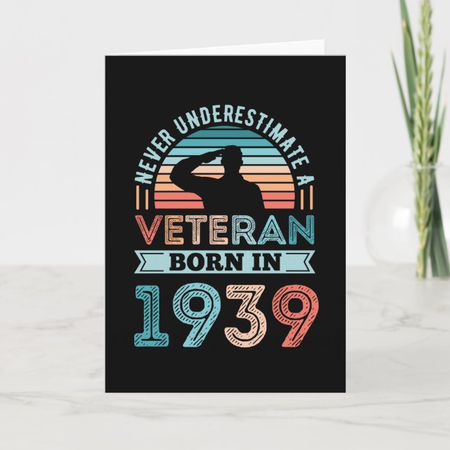 Veteran born 1939 90th Birthday Military Gift Card (Front)