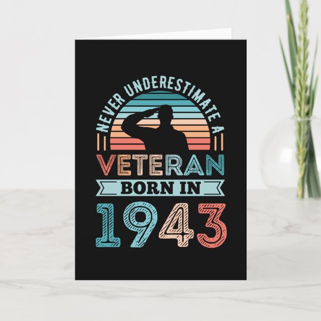 Veteran born 1943 80th Birthday Military Gift Card (Front)