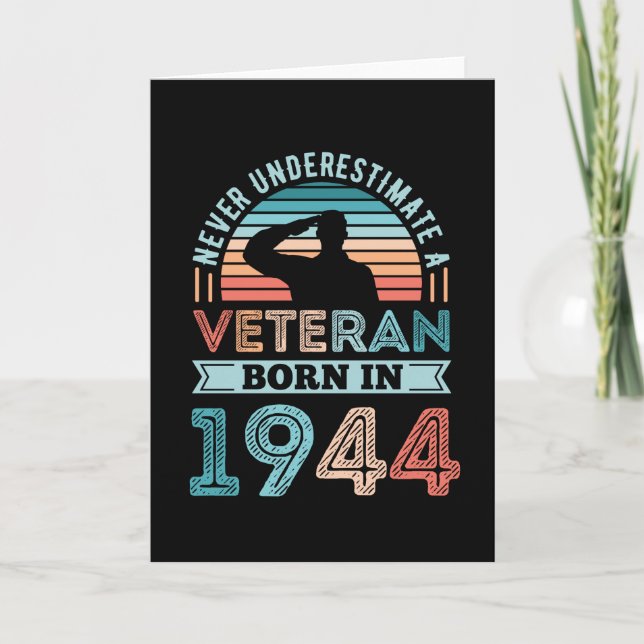 Veteran born 1944 80th Birthday Military Gift Card (Front)