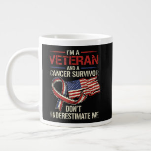 Veteran Cancer Survivor Don't Underestimate Me Large Coffee Mug