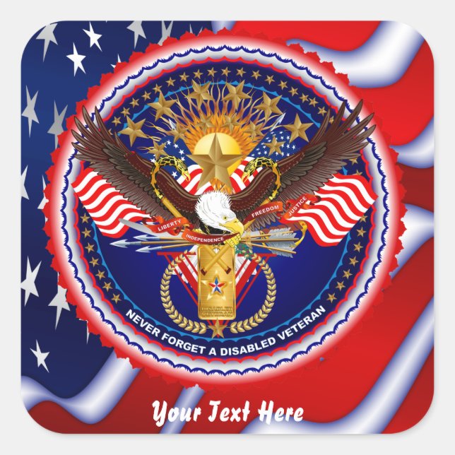 Veteran Customise Edit & Change background colour Square Sticker (Front)