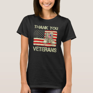 Veteran Day American Flag Thank You Veterans Comba T-Shirt