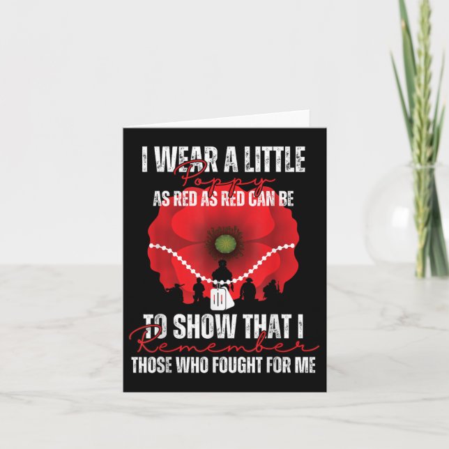 Veteran Day Red Poppy Flower Usa Memorial Day Card (Front)