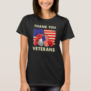 Veteran Day Thank You Veterans Combat Boots Poppy  T-Shirt