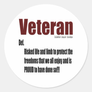 Veteran Definition Classic Round Sticker