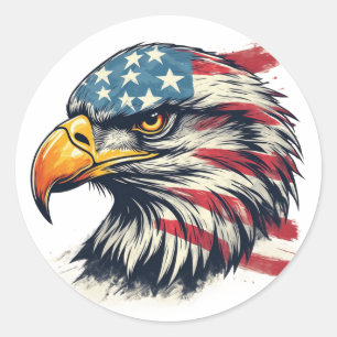 Veteran Eagle Gift – American Flag Design Classic Round Sticker
