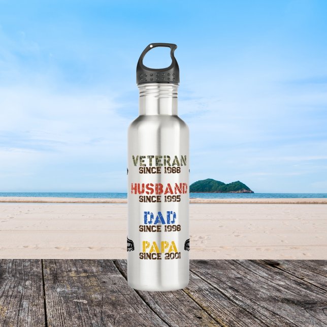 Veteran Father Husband Dad Grandpa Family Gift 710 Ml Water Bottle (Creator Uploaded)
