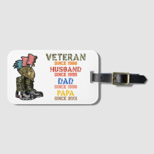 Veteran Father Husband Dad Grandpa Family Gift Luggage Tag