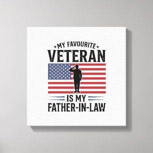 Veteran Father In Law Patriotic Vintage Quote Desi Canvas Print