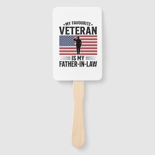 Veteran Father In Law Patriotic Vintage Quote Desi Hand Fan