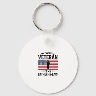 Veteran Father In Law Patriotic Vintage Quote Desi Key Ring