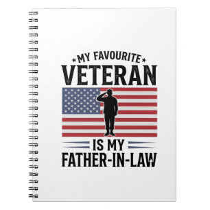 Veteran Father In Law Patriotic Vintage Quote Desi Notebook