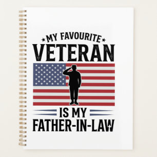 Veteran Father In Law Patriotic Vintage Quote Desi Planner