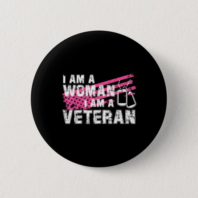 Veteran Female Pink Usa Flag Veterans Day 6 Cm Round Badge (Front)