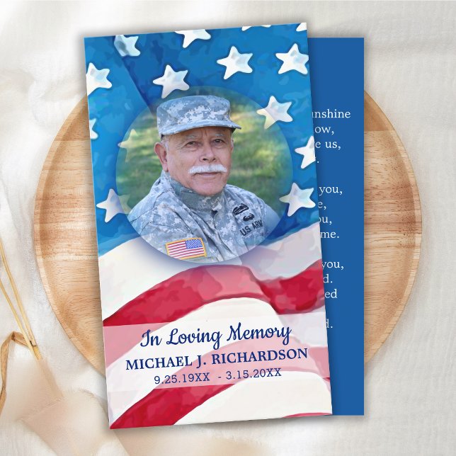 Veteran Flag Military Photo  Funeral Prayer Card  (Creator Uploaded)