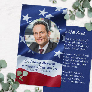 Veteran Flag Photo Patriotic Memorial Prayer Card