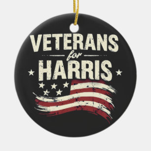 Veteran for Harris Kamala Harris Army Election Ceramic Tree Decoration