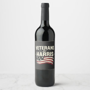 Veteran for Harris Kamala Harris Army Election Wine Label