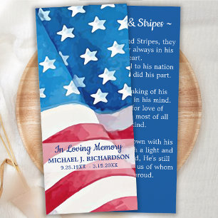 Veteran Funeral Prayer Bookmark American Flag
