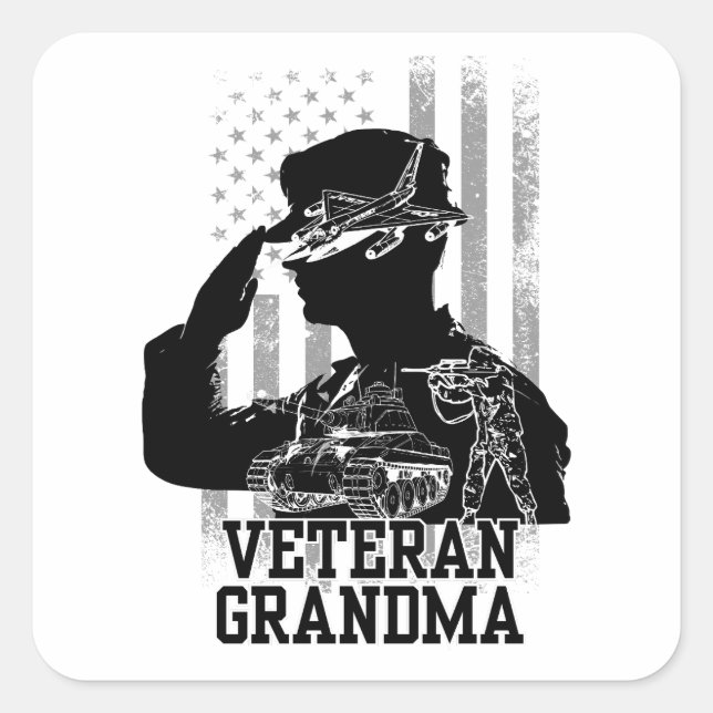 Veteran Grandma Square Sticker (Front)