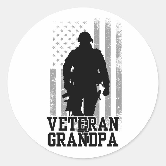 Veteran Grandpa Classic Round Sticker (Front)