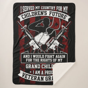 Veteran Grandpa Sherpa Blanket