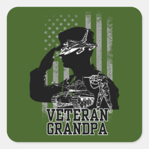Veteran Grandpa Square Sticker