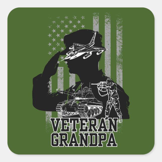 Veteran Grandpa Square Sticker (Front)