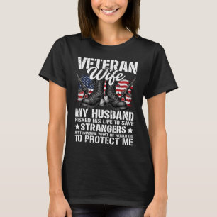 Veteran Husband Wife Patriotic American Flag Gift  T-Shirt