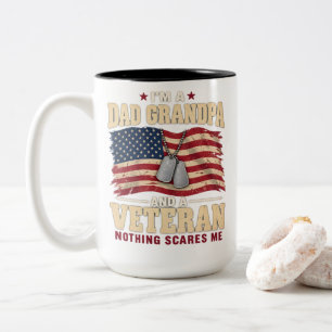 Veteran I'M A DAD GRANDPA AND A VETERAN Two-Tone Coffee Mug