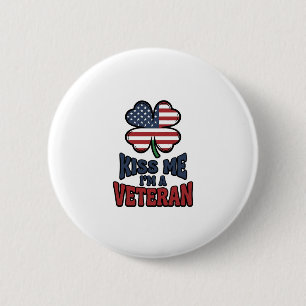 Veteran Kiss Me Patriotic Clover Vintage Shirt_1 6 Cm Round Badge