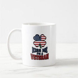 Veteran Kiss Me Patriotic Clover Vintage Shirt_1 Coffee Mug
