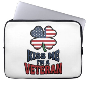 Veteran Kiss Me Patriotic Clover Vintage Shirt_1 Laptop Sleeve