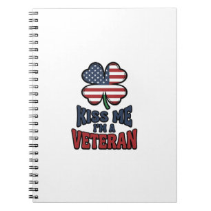 Veteran Kiss Me Patriotic Clover Vintage Shirt_1 Notebook