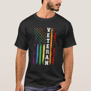 Veteran LGBTQ Rainbow Flag Gay Lesbian US Army Tra T-Shirt