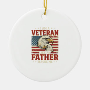 Veteran Like My Father Before Me Eagle T-Shirt_1 Ceramic Tree Decoration