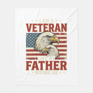 Veteran Like My Father Before Me Eagle T-Shirt_1 Fleece Blanket