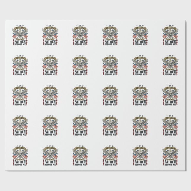 Veteran Like My Father Before Me Eagle Wrapping Paper (Flat)