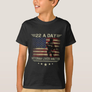 Veteran Lives 22 Day Suicide Awareness Ptsd Vetera T-Shirt