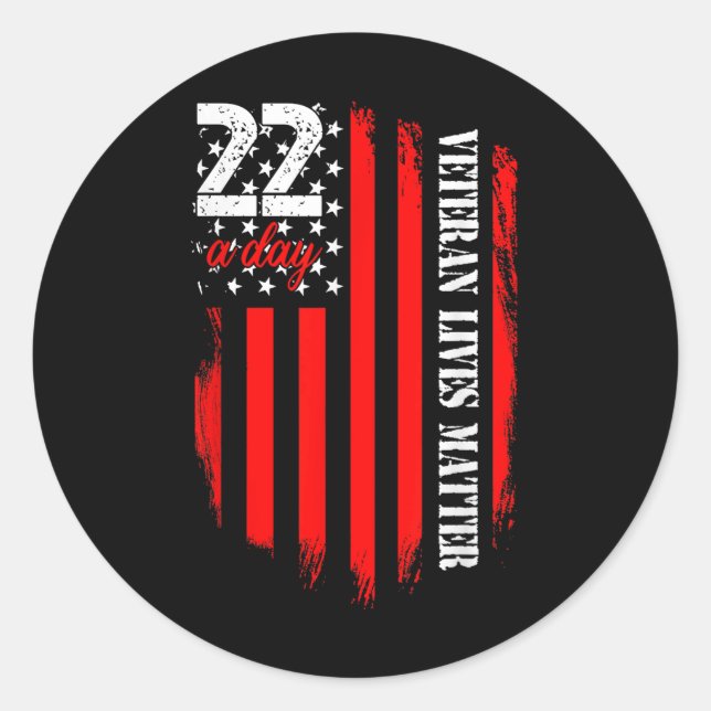 Veteran Lives Suicide Awareness Ptsd Veteran 22 Da Classic Round Sticker (Front)